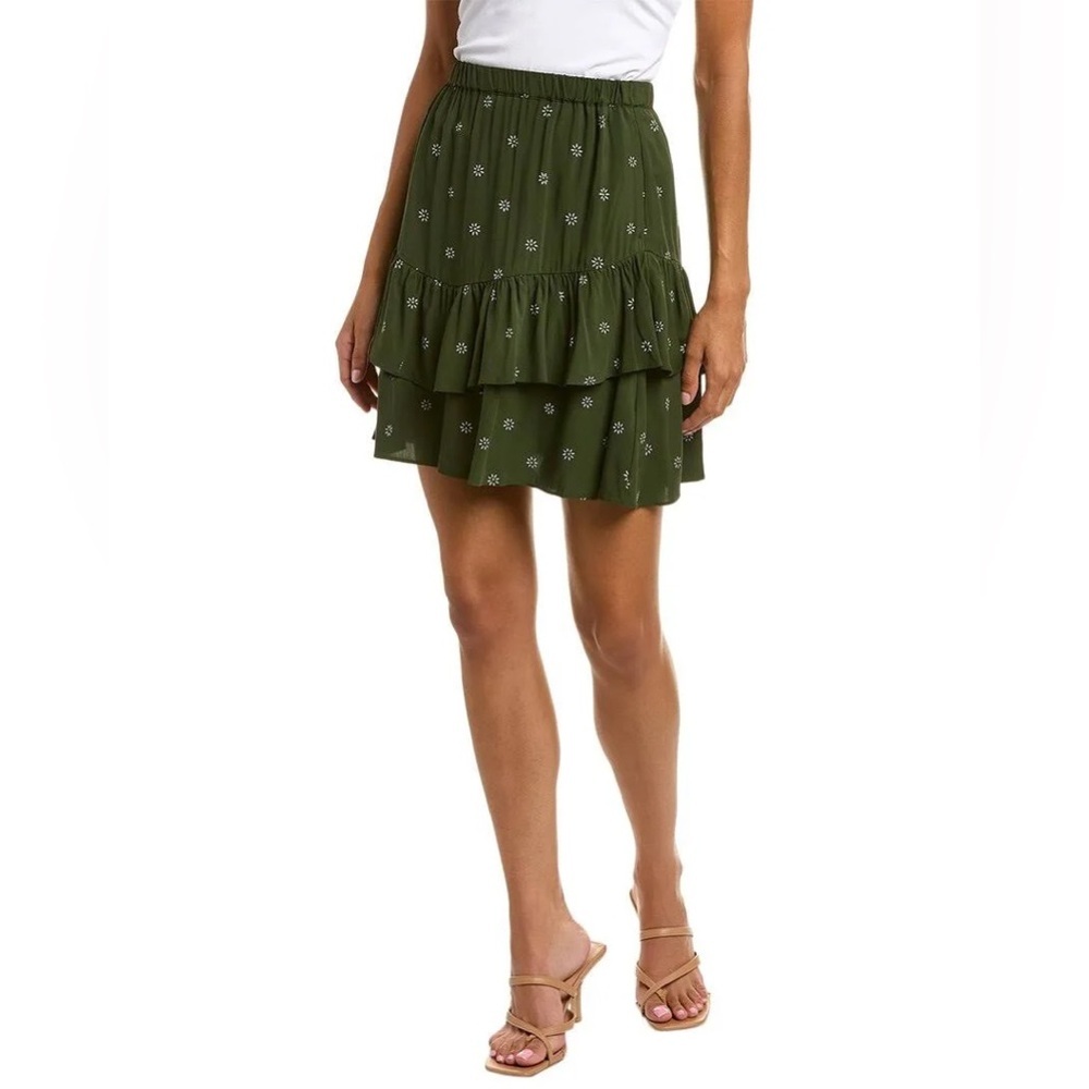 Madewell Green Floral Women's Skirt tiered flowy romantic dark academia fairy XS